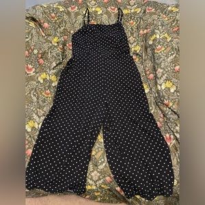 Old Navy Black and White Polka-Dot Spaghetti Strap Jumpsuit